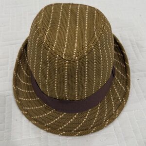 Classic Tan Striped Fedora Hat